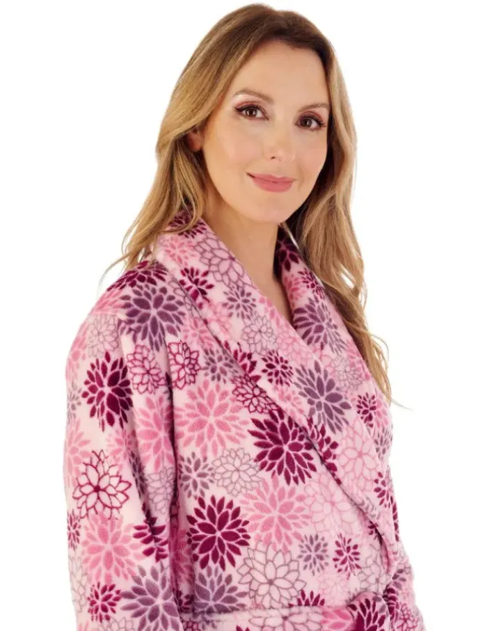 Bold Floral Flannel Fleece 46" Wrap Housecoat HC02313