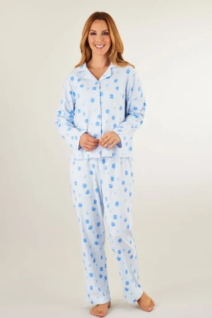 Carnation Print Interlock Button Through Jersey Pyjama PJ8113