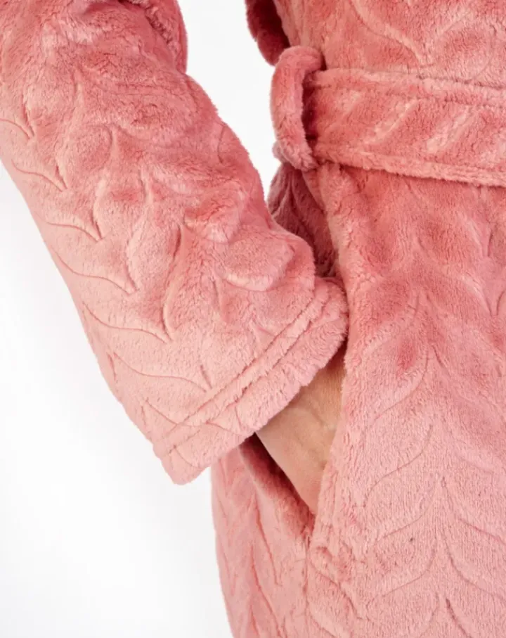 Embossed Pattern Fleece 46" Shawl Collar Wrap HC06318