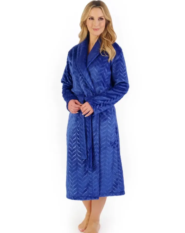Embossed Pattern Fleece 46" Shawl Collar Wrap HC06318