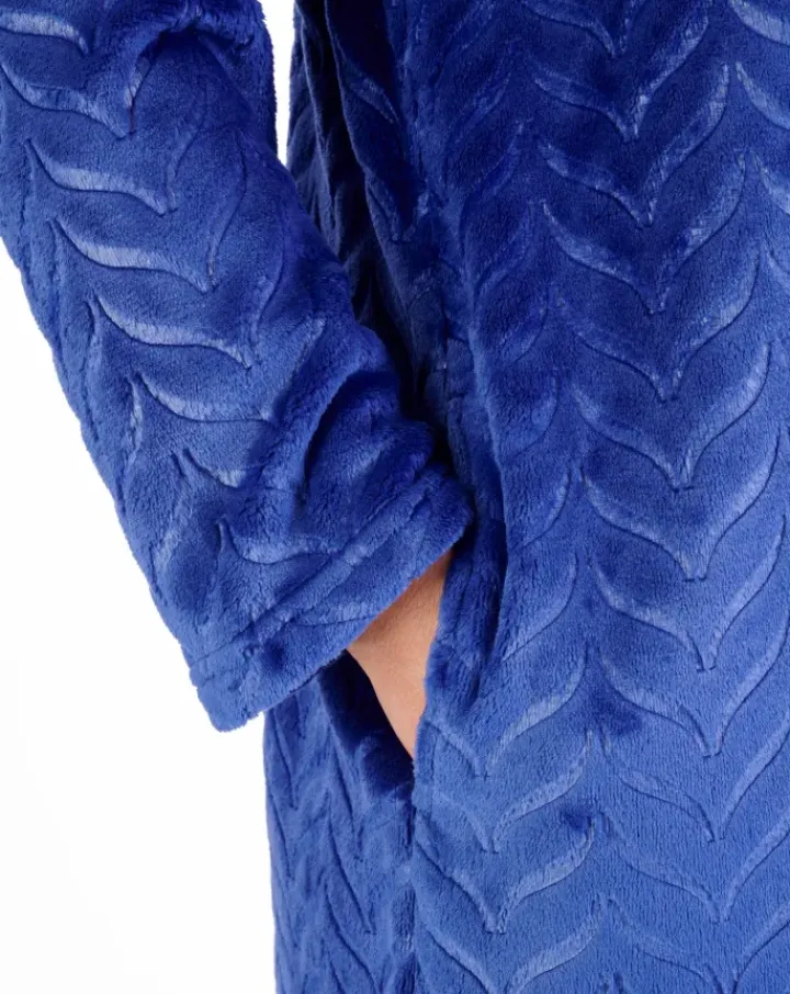 Embossed Pattern Fleece 50" Zip Through Housecoat HC06317