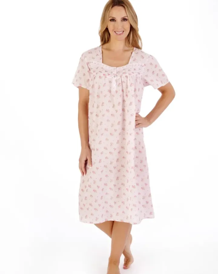 Floral Dobby Spot 42" Woven Nightdress ND05211