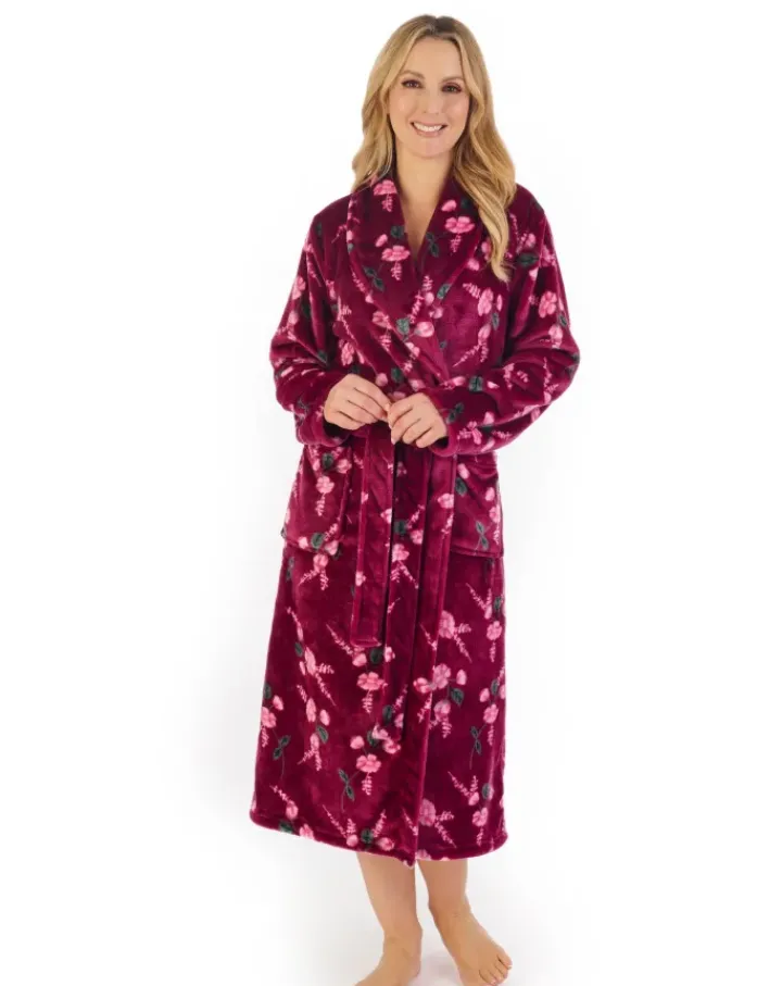Floral Flannel Fleece 46" Shawl Collar Wrap HC06313