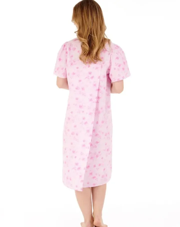 Floral Print Brushed 42" Open Back Woven Nightdress ND88204