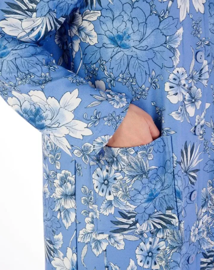 Floral Print Luxury Bamboo 46" Button Through Housecoat HC02351