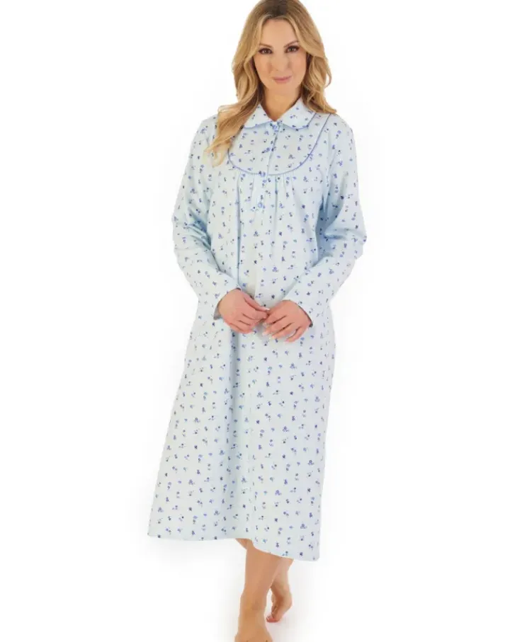 Floral Printed Luxury Flannel 45" Woven Nightdress ND06211