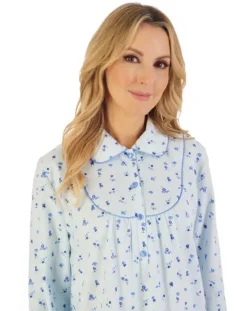 Floral Printed Luxury Flannel 51" Long Sleeve Nightdress ND06212
