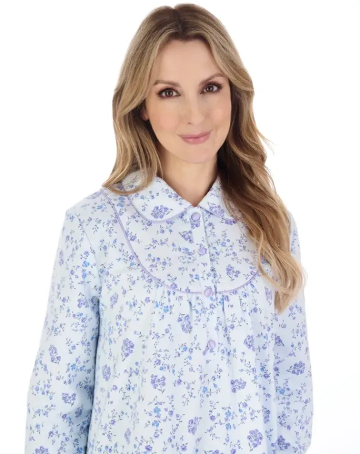 Floral Printed Luxury Flannel 45" Woven Nightdress ND04211