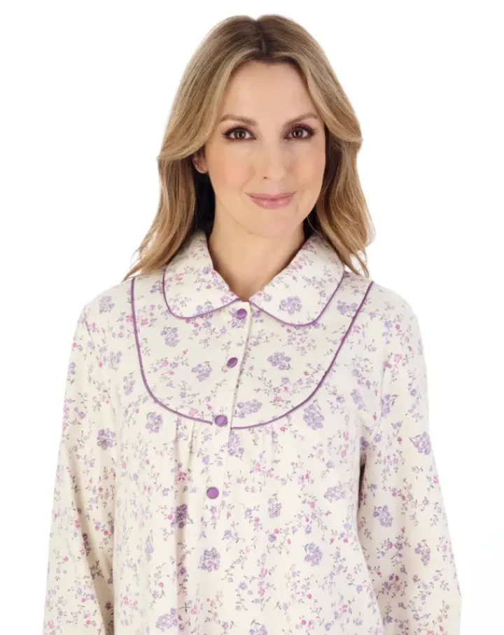 Floral Printed Luxury Flannel 45" Woven Nightdress ND04211