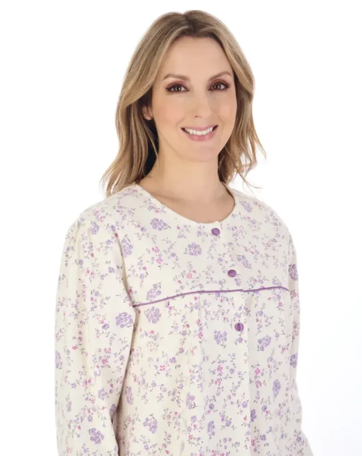 Floral Printed Luxury Flannel 43" Woven Nightdress ND04210