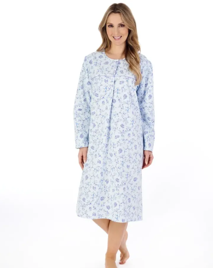 Floral Printed Luxury Flannel 43" Woven Nightdress ND04210