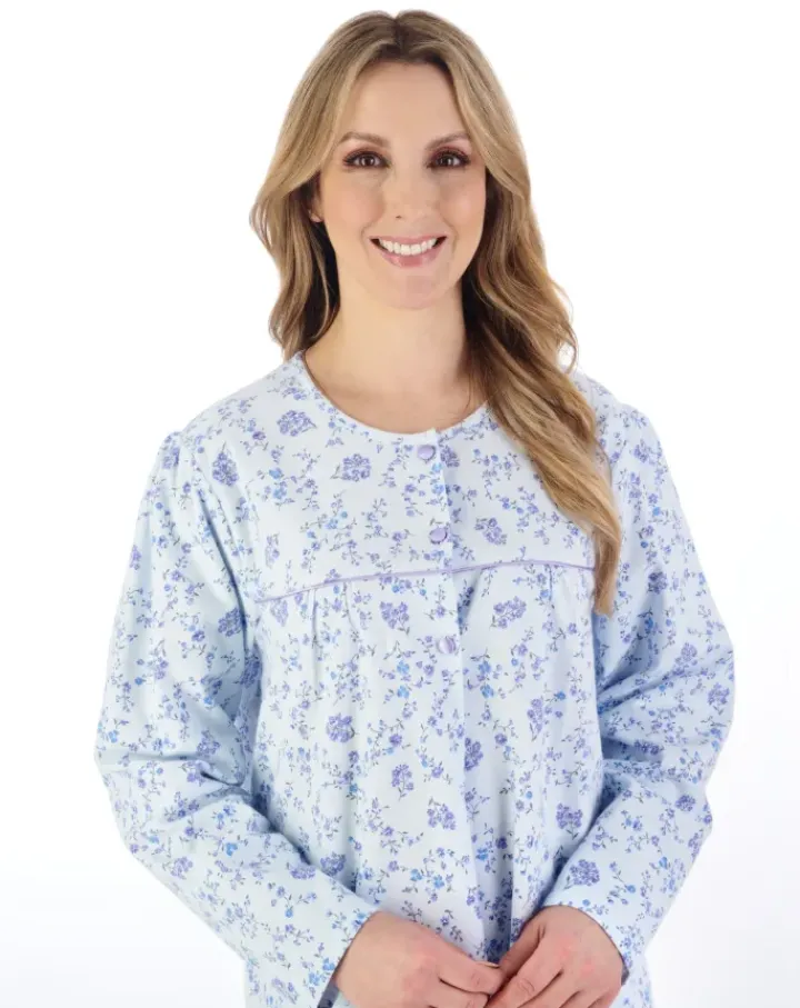 Floral Printed Luxury Flannel 43" Woven Nightdress ND04210