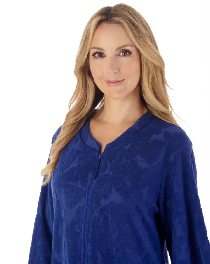 Floral Towelling 42" Zip Front Robe HC03311