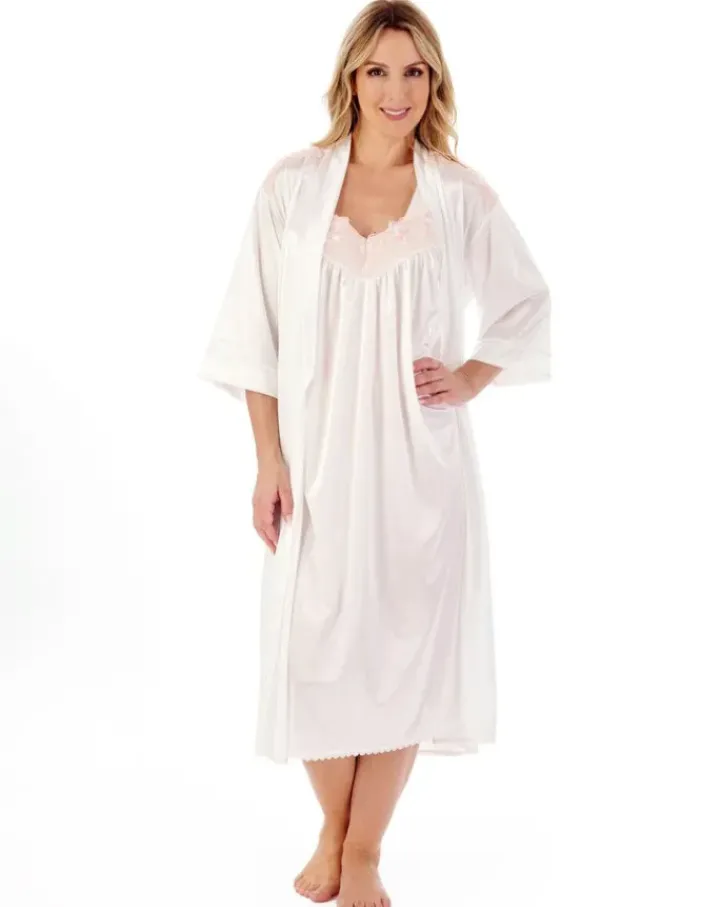 Knitted Satin Embroidered Trim 44" Nightdress ND55402