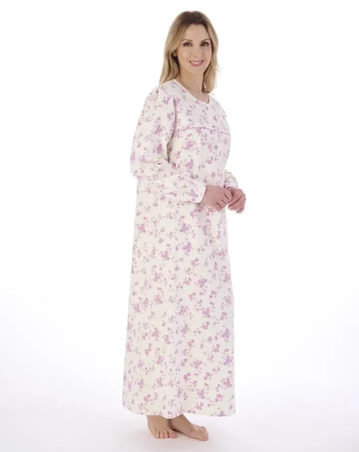 Luxury Brushed Cotton Floral 51" Woven Nightdress ND02214