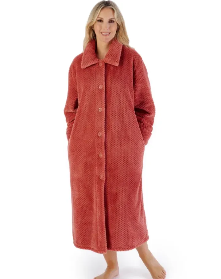 Luxury Waffle Fleece 46" Button Through Housecoat HC4327