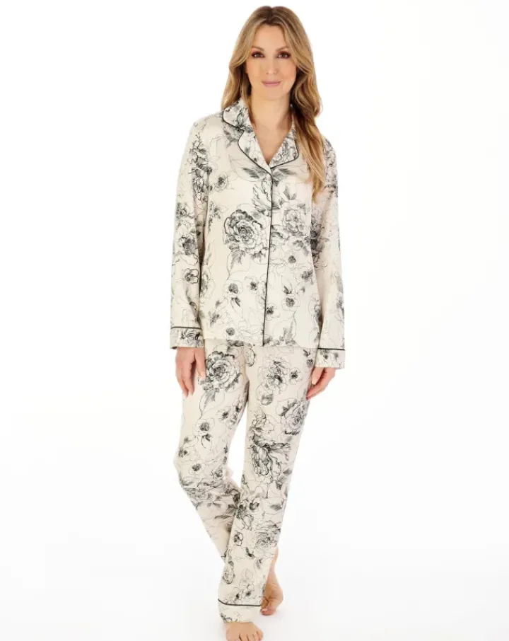 Satin Floral Print Tailored Pyjama Set GL04708