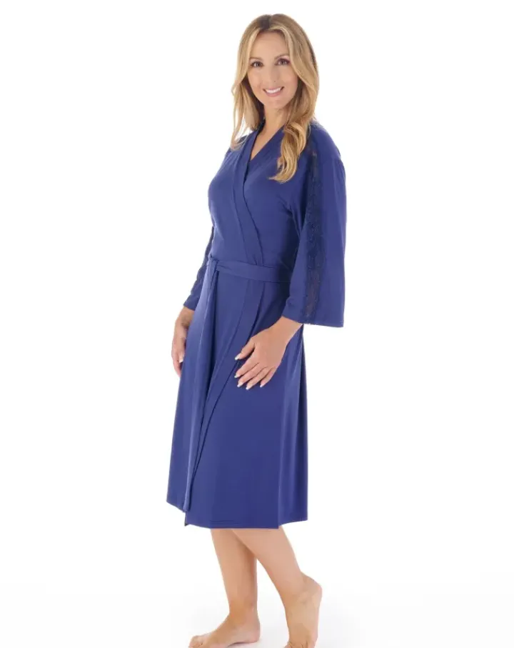 Supersoft Multi-Print and Solid Navy 42" Kimono Wrap GL03704