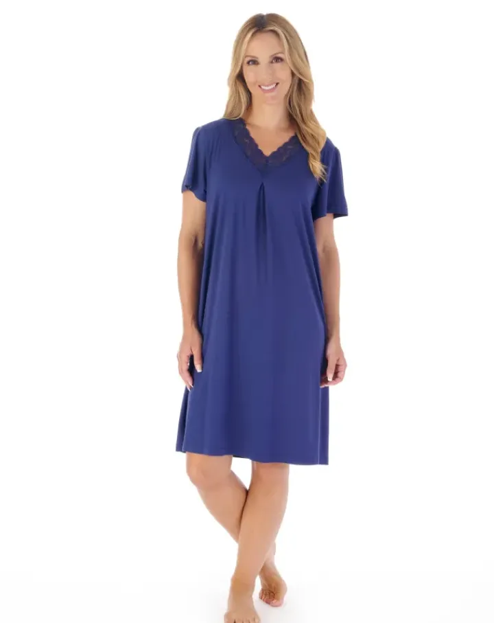 Supersoft Multi-Print or Solid Navy 40" Nightdress GL03701