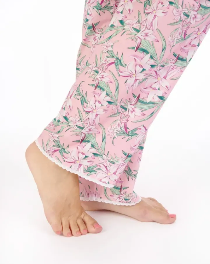 Tropical Flower Print Tailored Woven Pyjama PJ05223