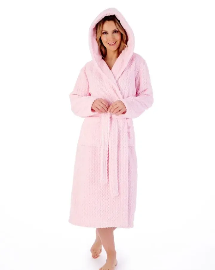 Zig-Zag Pattern Fleece 46" Hooded Wrap Housecoat HC02319